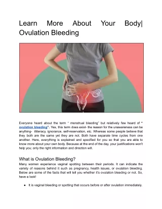 Learn More About Your Body Ovulation Bleeding