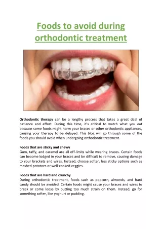 Foods to avoid during orthodontic treatment
