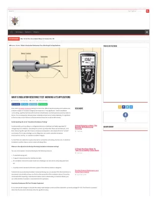 What is Insulation Resistance Test: Working & Its Applications