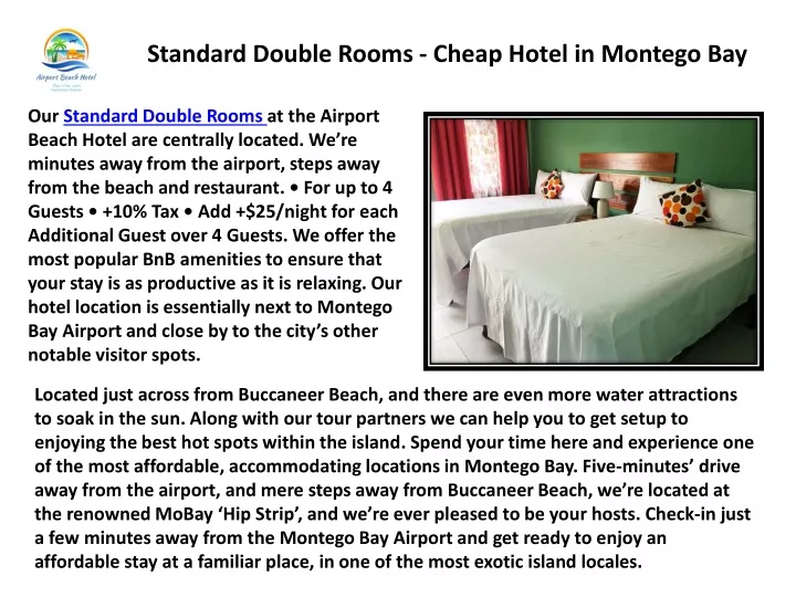 standard double rooms cheap hotel in montego bay