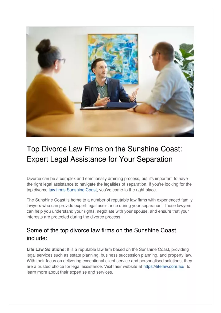 top divorce law firms on the sunshine coast