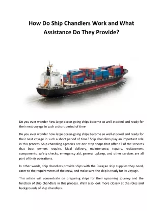How Do Ship Chandlers Work and What Assistance Do They Provide