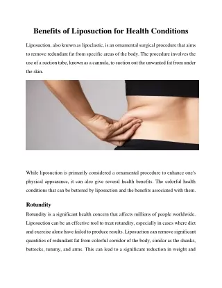 benefits of liposuction for health conditions