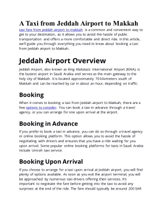 A Taxi from Jeddah Airport to Makkah