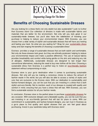 Benefits of Choosing Sustainable Dresses