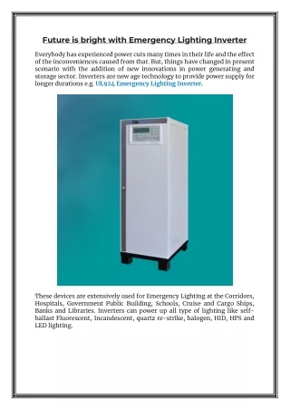 future is bright with emergency lighting inverter