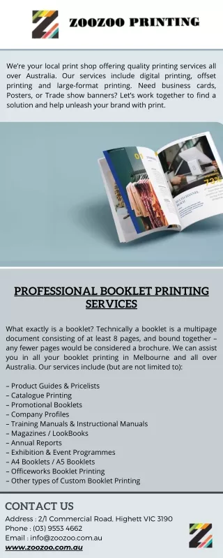 Make a Statement with Zoozoo Printing Services Professional Booklet Printing