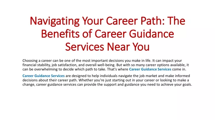 navigating your career path the benefits of career guidance services near you