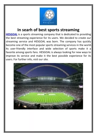 in searh of best sports streaming hesgoal