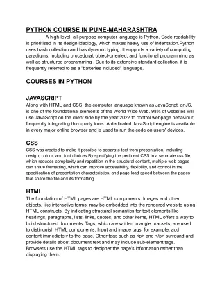 PYTHON COURSE IN PUNE-MAHARASHTRA