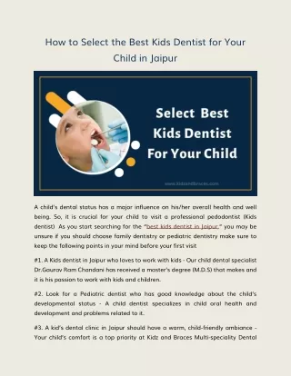 How to Select Best Kids Dentist for Your Child in Jaipur