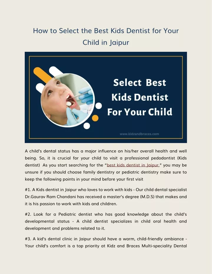 how to select the best kids dentist for your