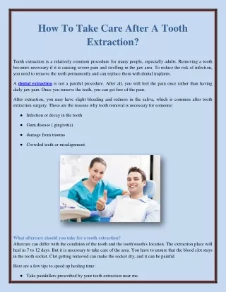 How To Take Care After A Tooth Extraction?