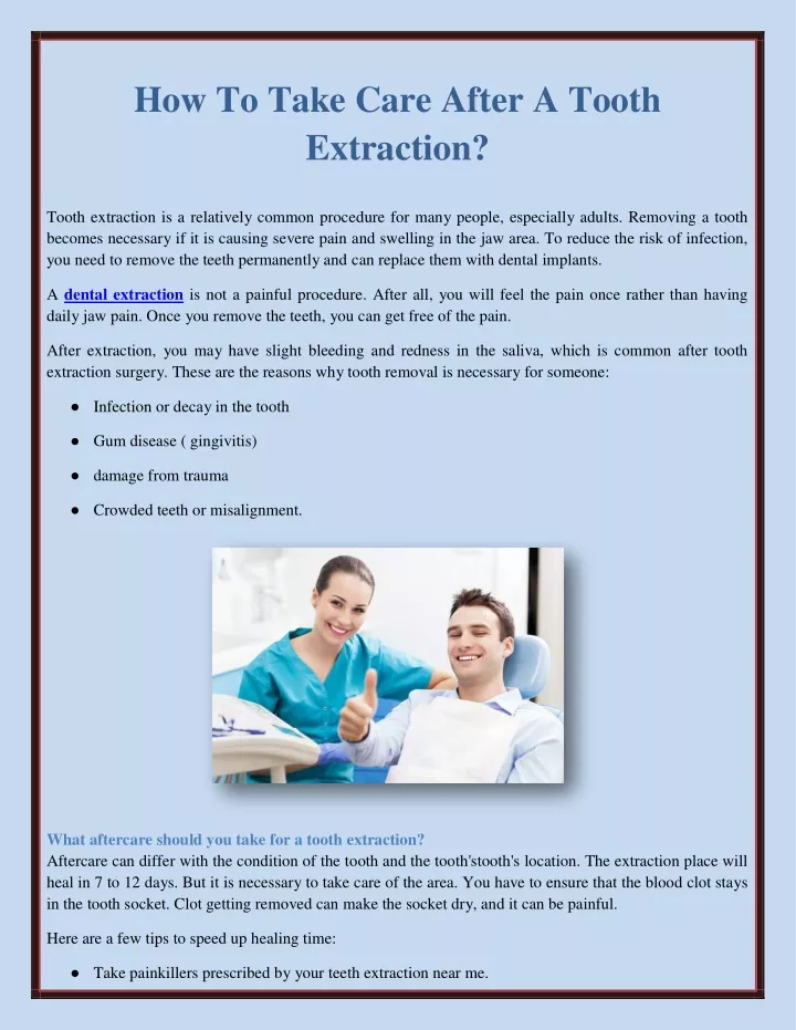 how to take care after a tooth extraction