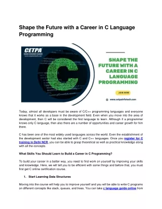 shape the future with a career in c language
