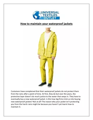 how to maintain your waterproof jackets
