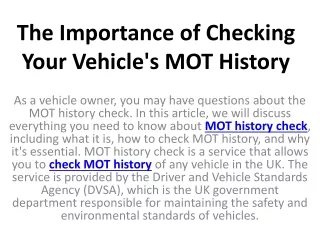 the importance of checking your vehicle s mot history