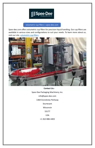 volumetric cup fillers spee dee com