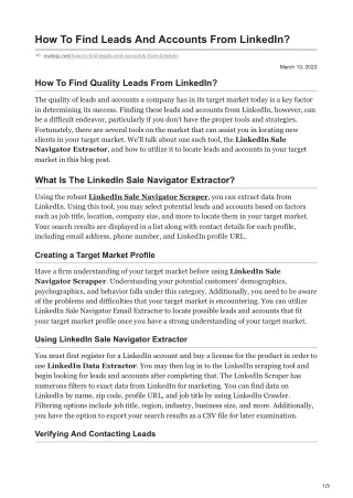 how to find leads and accounts from linkedin
