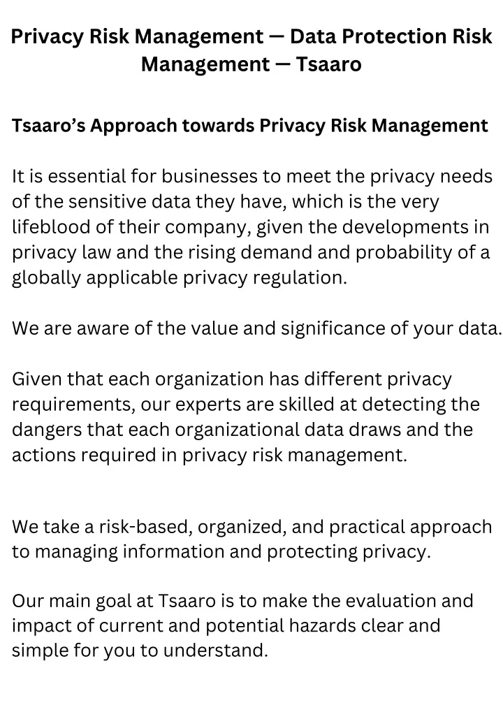 privacy risk management data protection risk