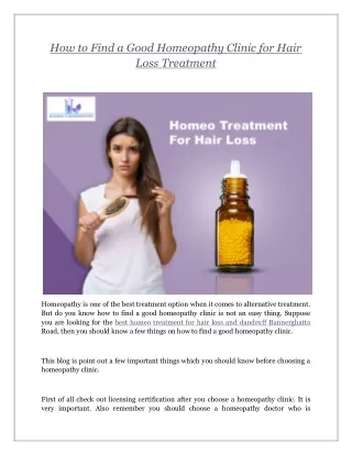 How to Find a Good Homeopathy Clinic for Hair Loss Treatment?