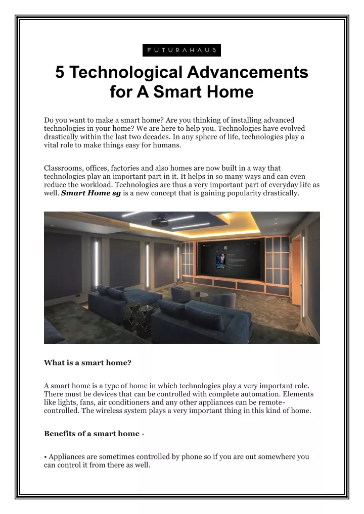 5 technological advancements for a smart home