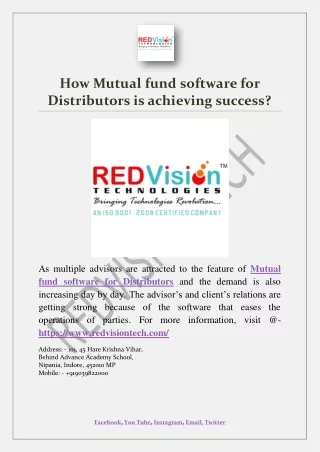 how mutual fund software for distributors