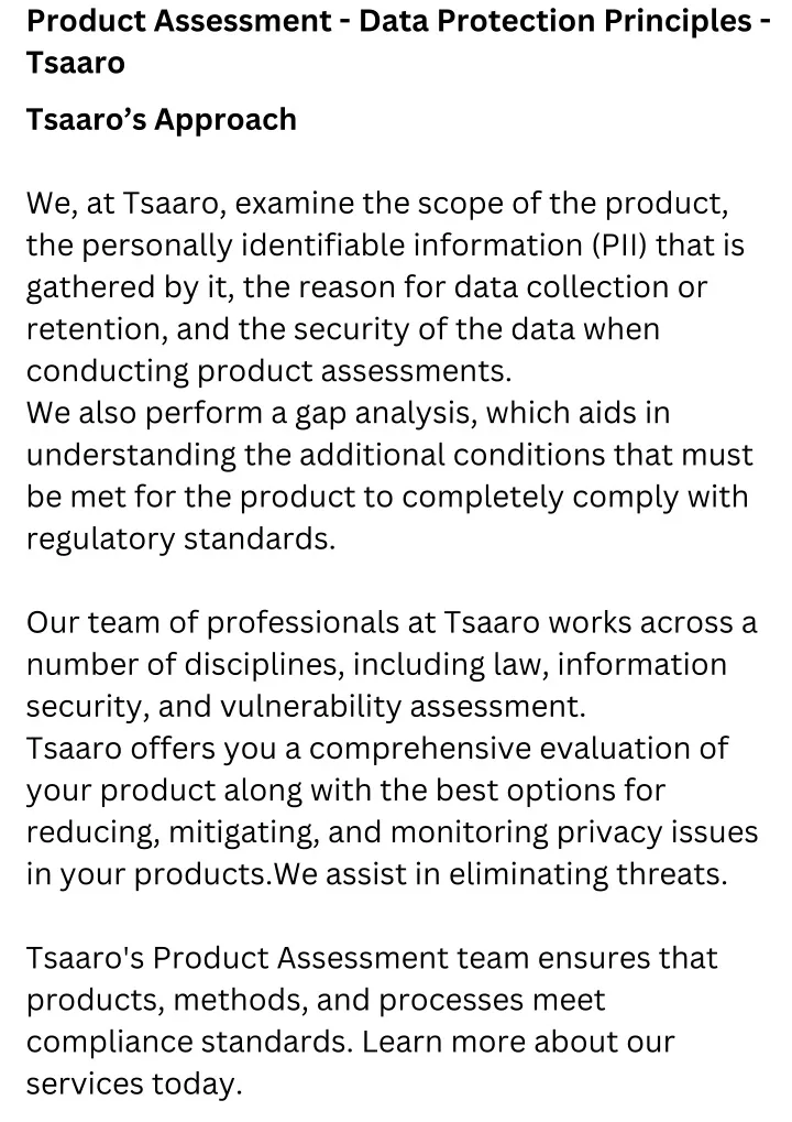 product assessment data protection principles