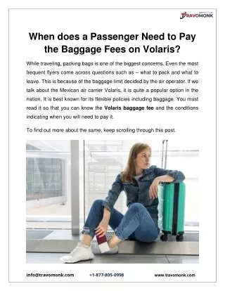 When Does A Passenger Need To Pay The Baggage Fees On Volaris