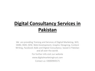 digital consultancy services in pakistan