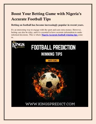 boost your betting game with nigeria s accurate