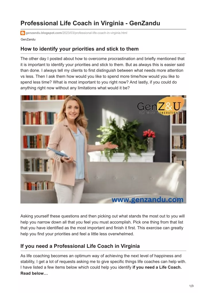 professional life coach in virginia genzandu