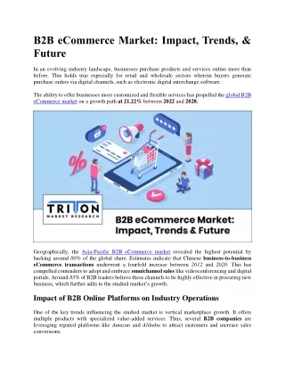 B2B eCommerce Market: Impact, Trends, and Future