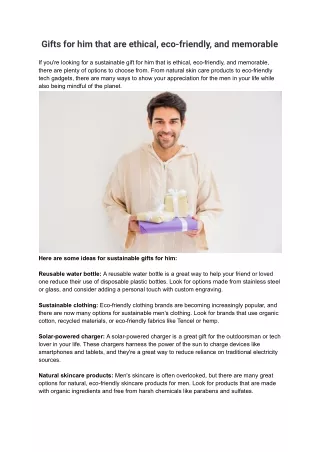 Gifts for him that are ethical, eco-friendly, and memorable