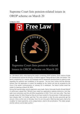 supreme court lists pension related issues