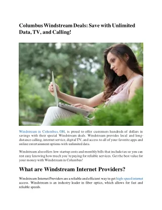 Columbus Windstream Deals: Save with Unlimited Data, TV, and Calling!