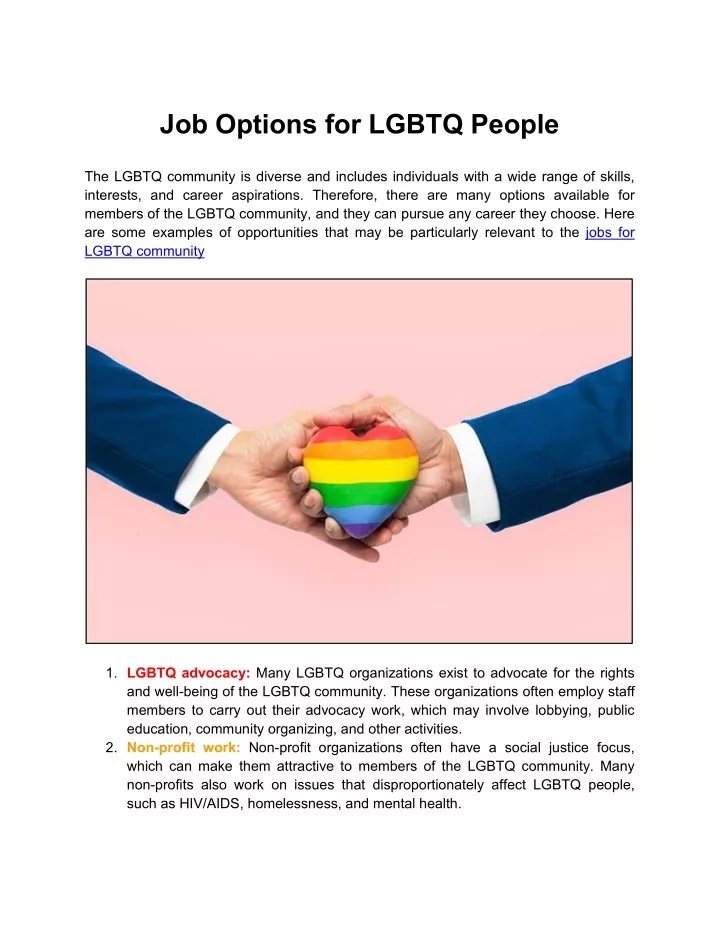 job options for lgbtq people