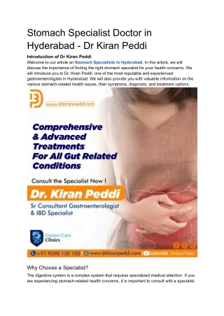 Stomach Specialist Doctor in Hyderabad - Dr Kiran Peddi (1)