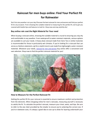 Raincoat for men buys online