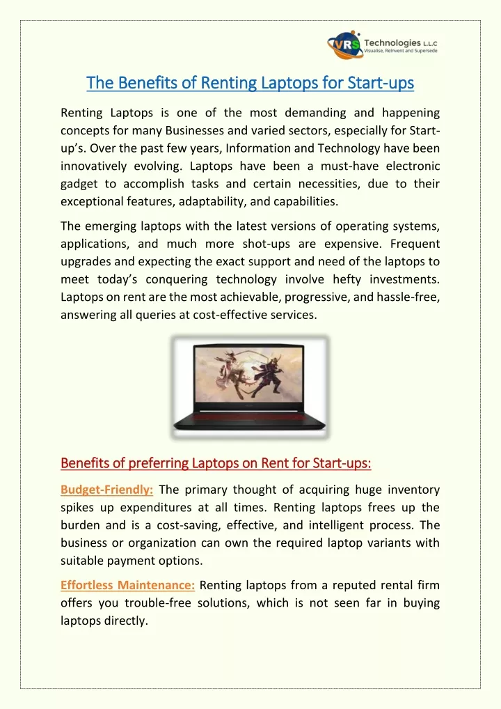 the benefits of renting laptops for the benefits