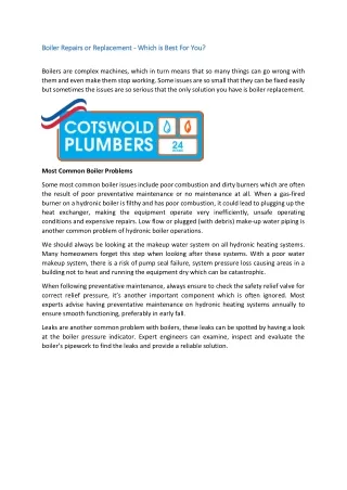 Boiler Repairs or Replacement - Which is Best For You