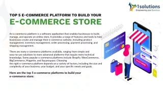 Top 5 E-commerce Platform To Build Your E-commerce Store ppt