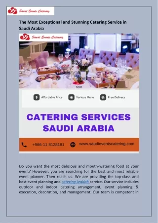 The Most Exceptional and Stunning Catering Service in Saudi Arabia