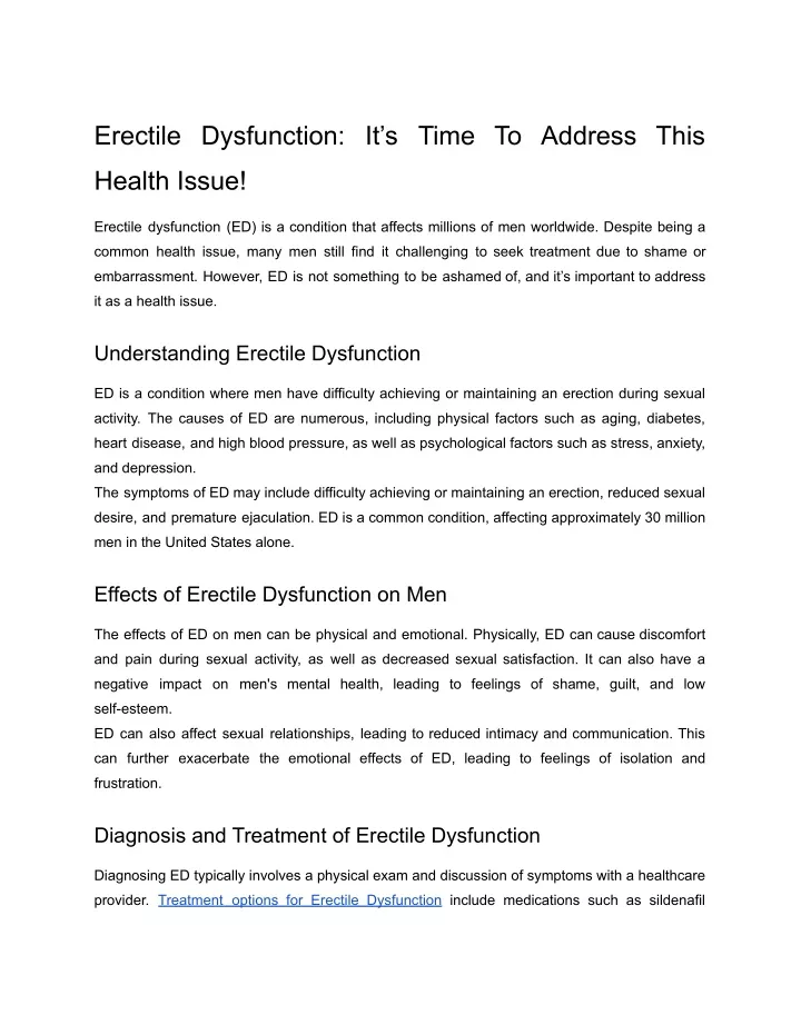 erectile dysfunction it s time to address this