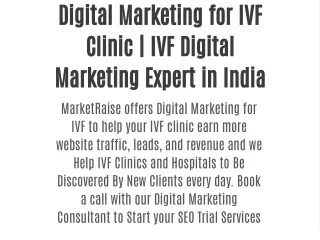 Digital Marketing for IVF Clinic | IVF Digital Marketing Expert in India