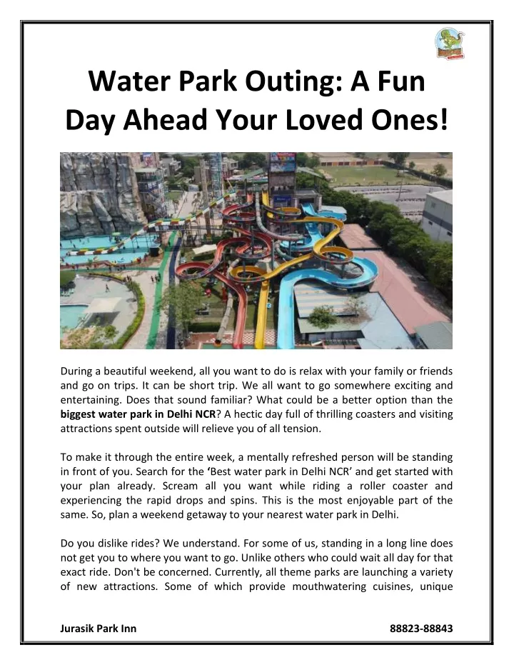 water park outing a fun day ahead your loved ones