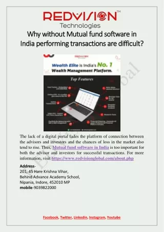 Why without Mutual fund software in India performing transactions are difficult