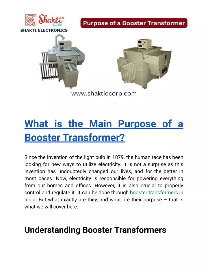 what is the main purpose of a booster transformer