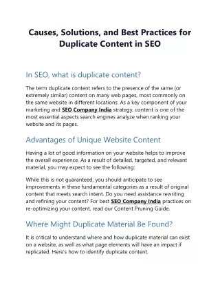 Causes, Solutions, and Best Practices for Duplicate Content in SEO