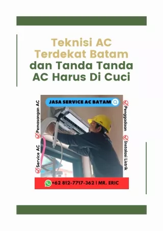 Teknisi AC Terdekat Batam dan Tanda Tanda AC Harus Di Cuci